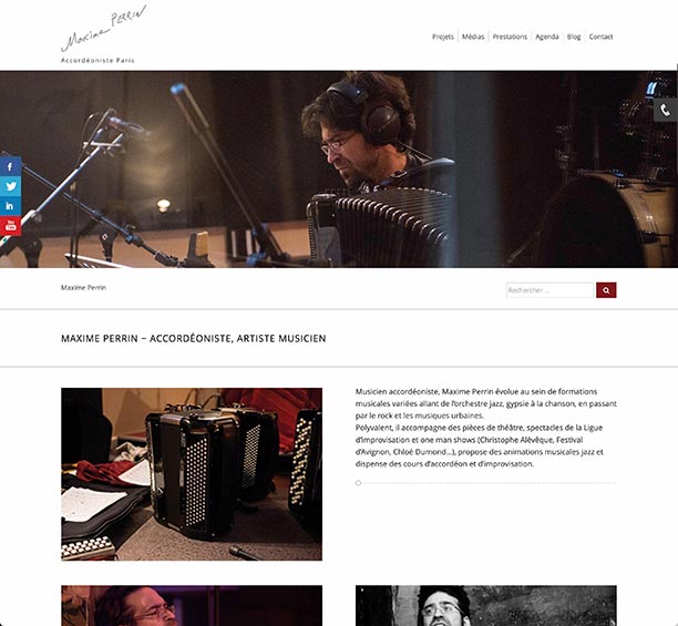Création de site internet du musicien accordéonniste Maxime Perrin