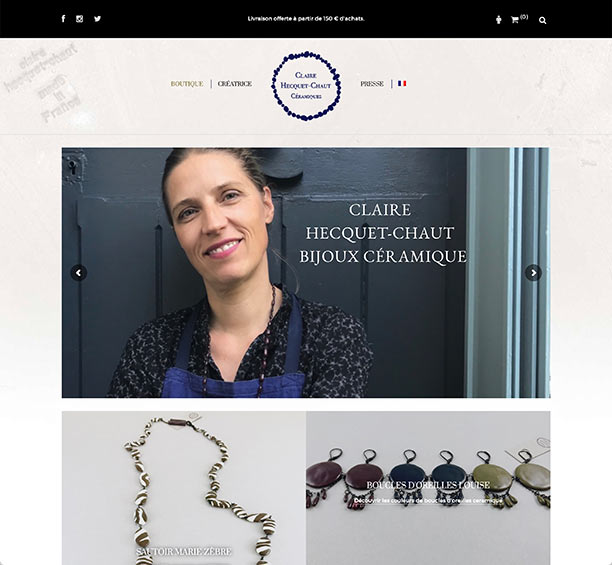 Création du site e-commerce du créateur de bijoux artisanauxl Claire Hecquet-Chaut | CDW